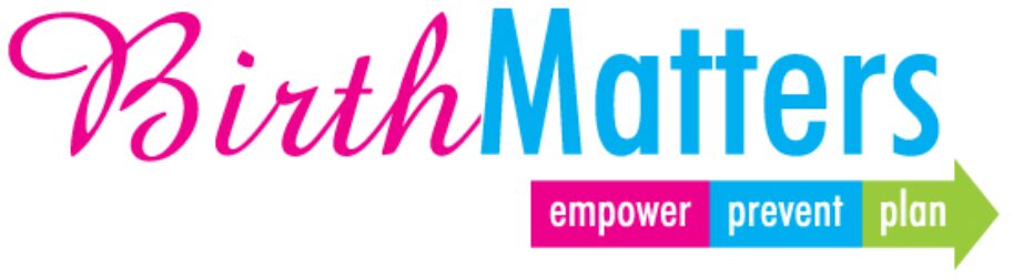 A pink and blue logo for the health matters program.