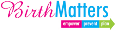 A pink and blue logo for the health matters website.