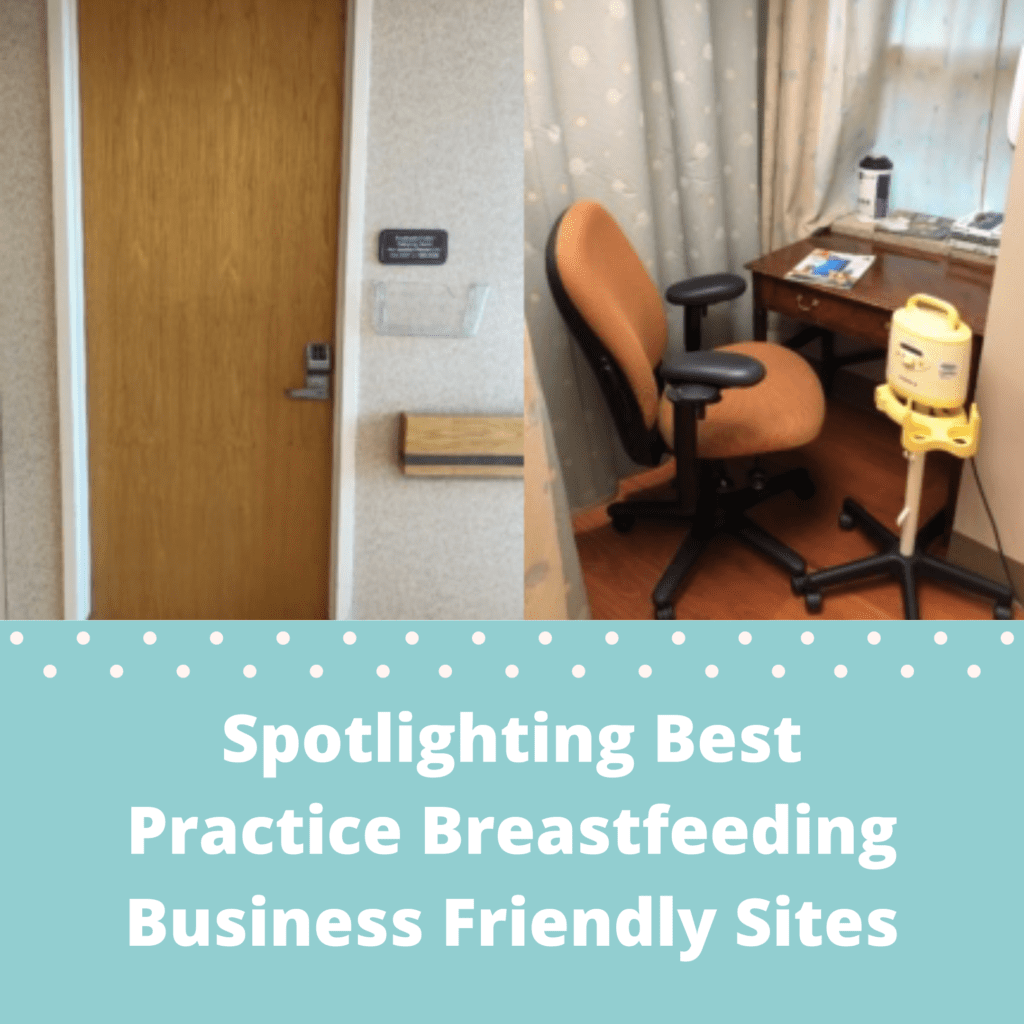 A picture of a room with the caption " spotlighting best practice breastfeeding business friendly sites ".